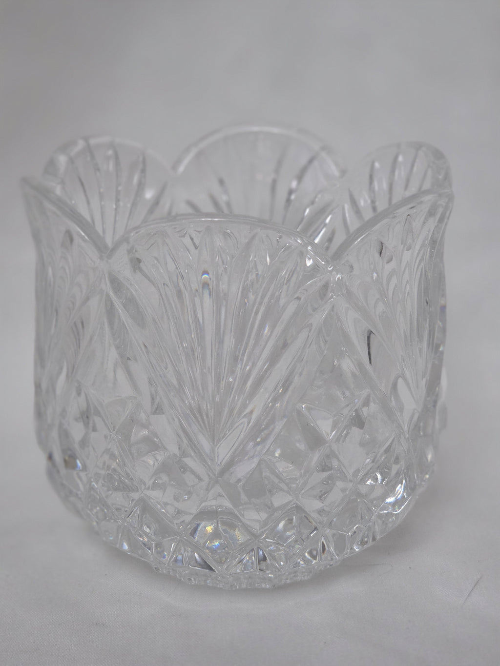 Shannon Designs of Ireland 24% Lead Crystal Tulip Cut Votive Holder