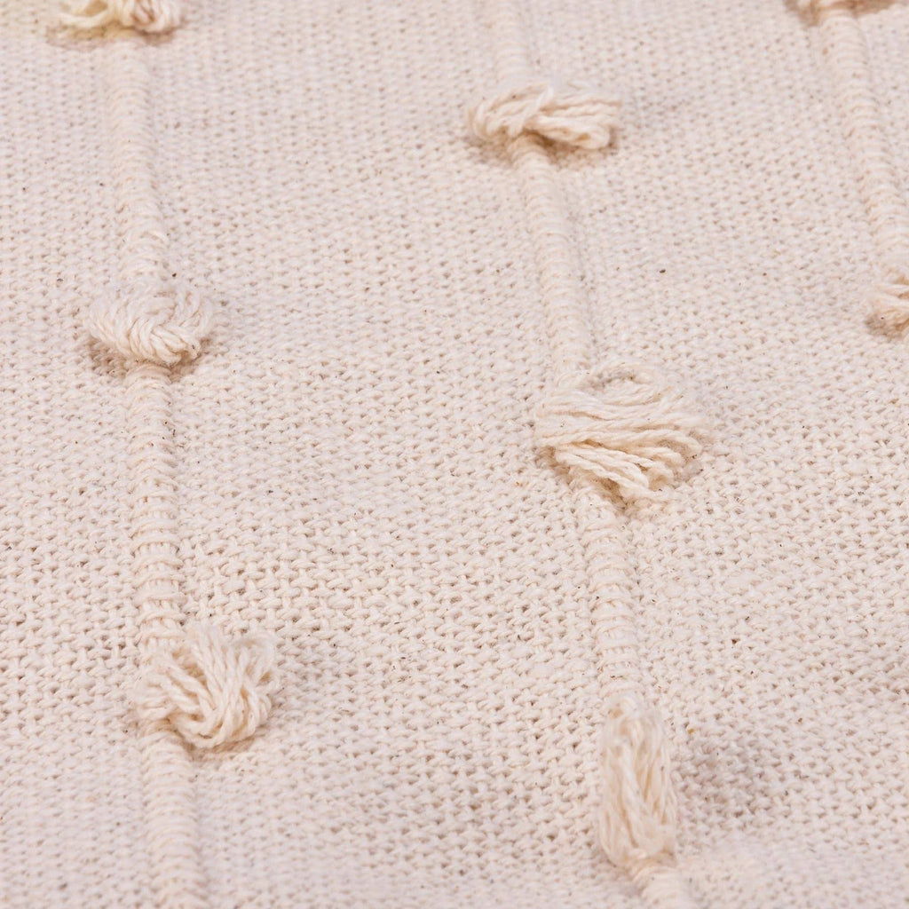 Cream Throw Blanket with Poms