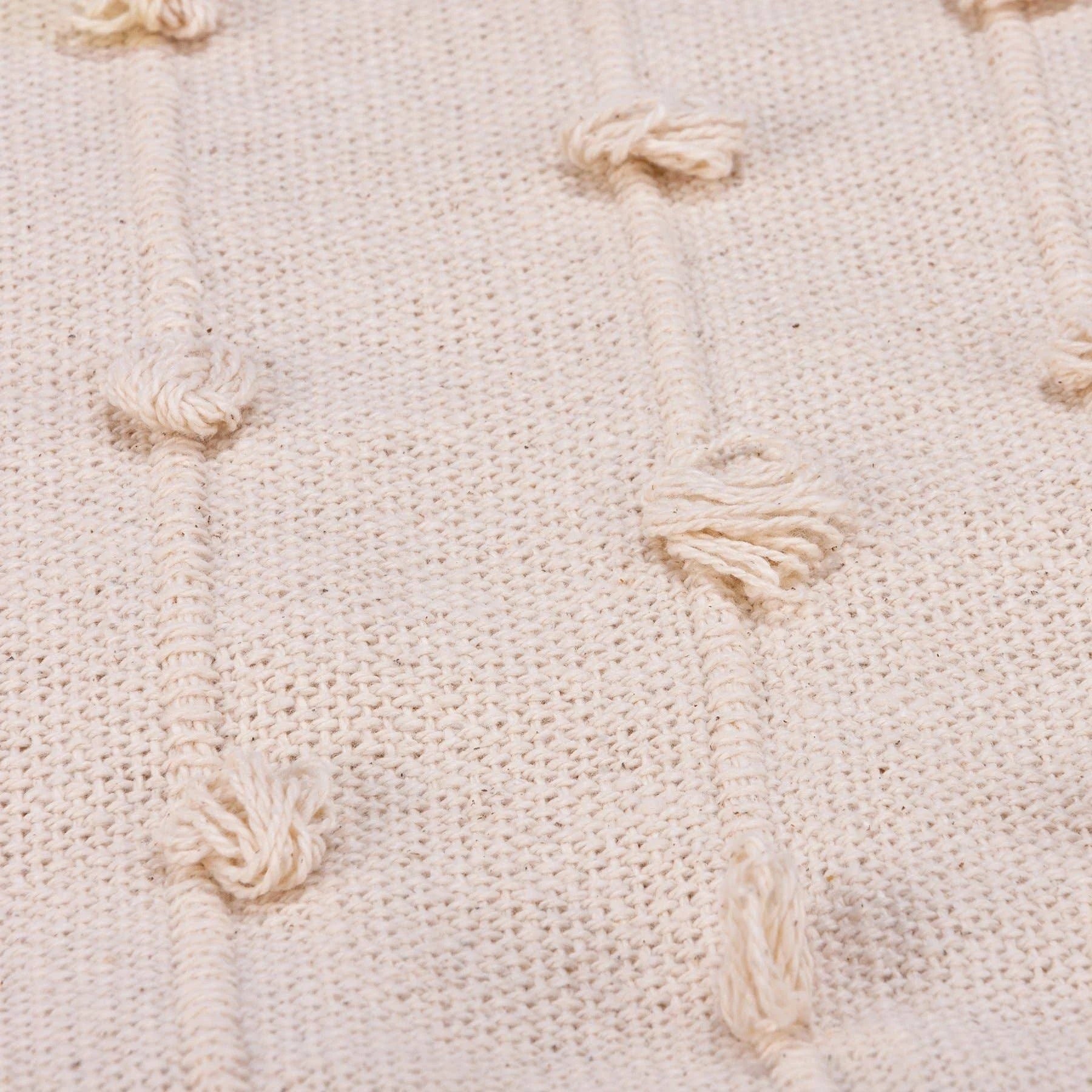 Cream Throw Blanket with Poms