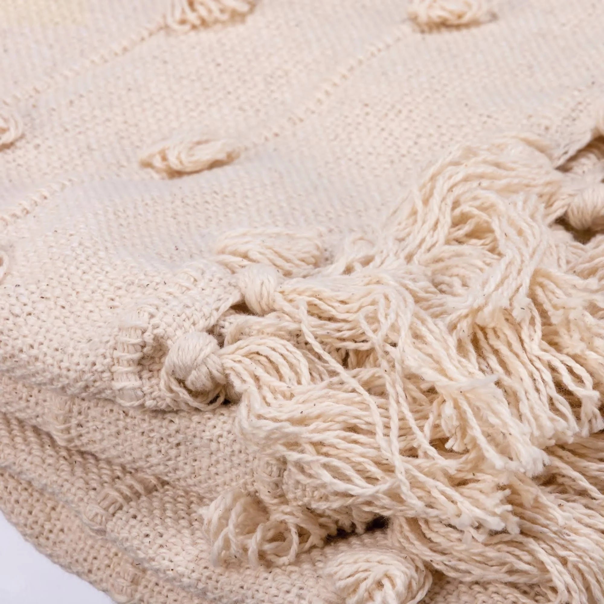 Cream Throw Blanket with Poms