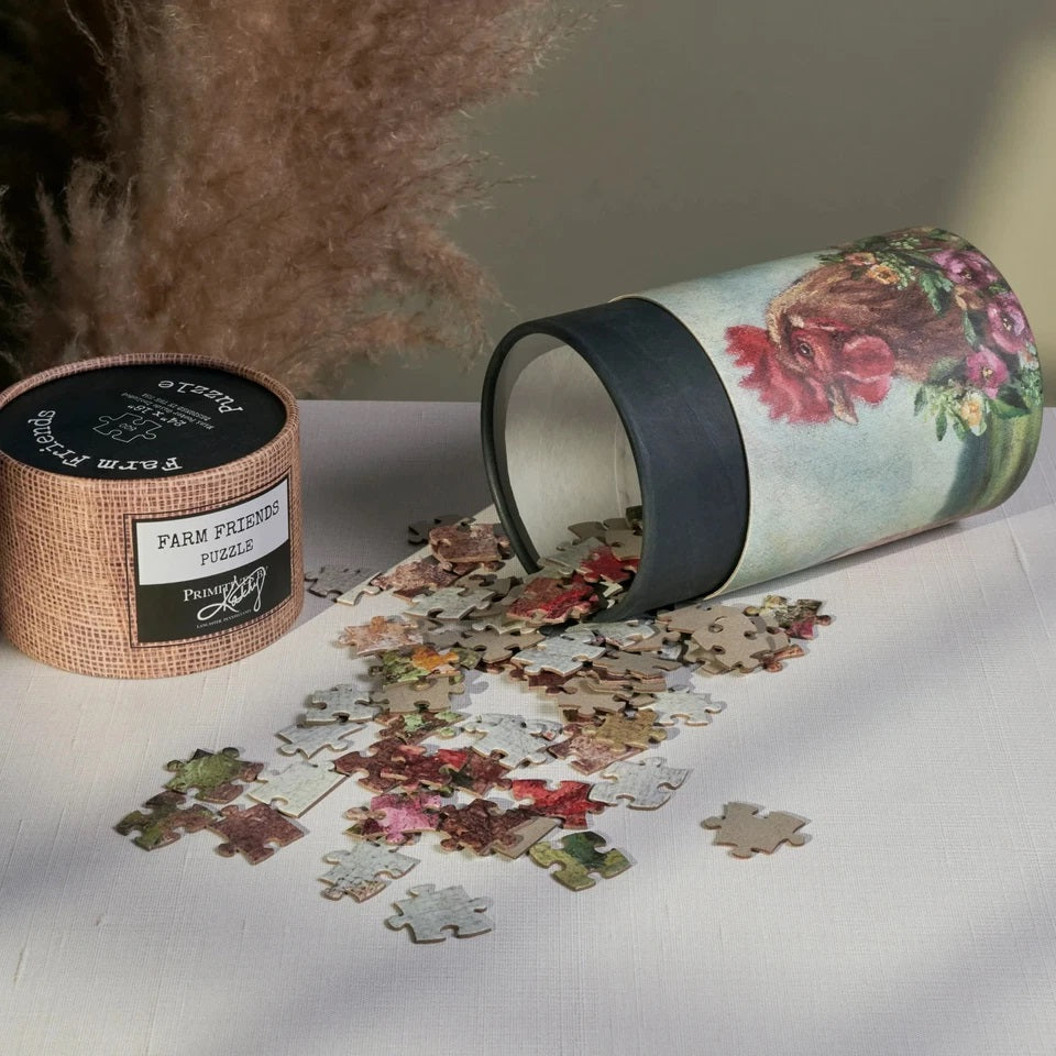 Farm Chicken w/Floral Wreath Jigsaw Puzzle