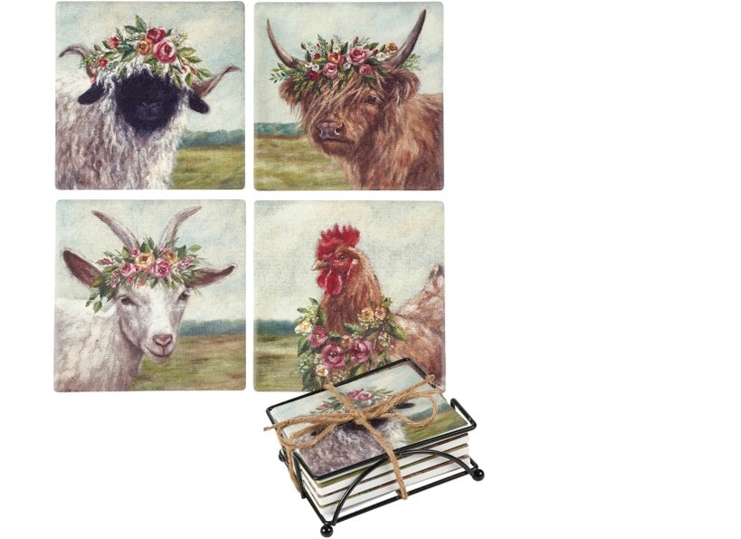 Farm Animal Coaster Set