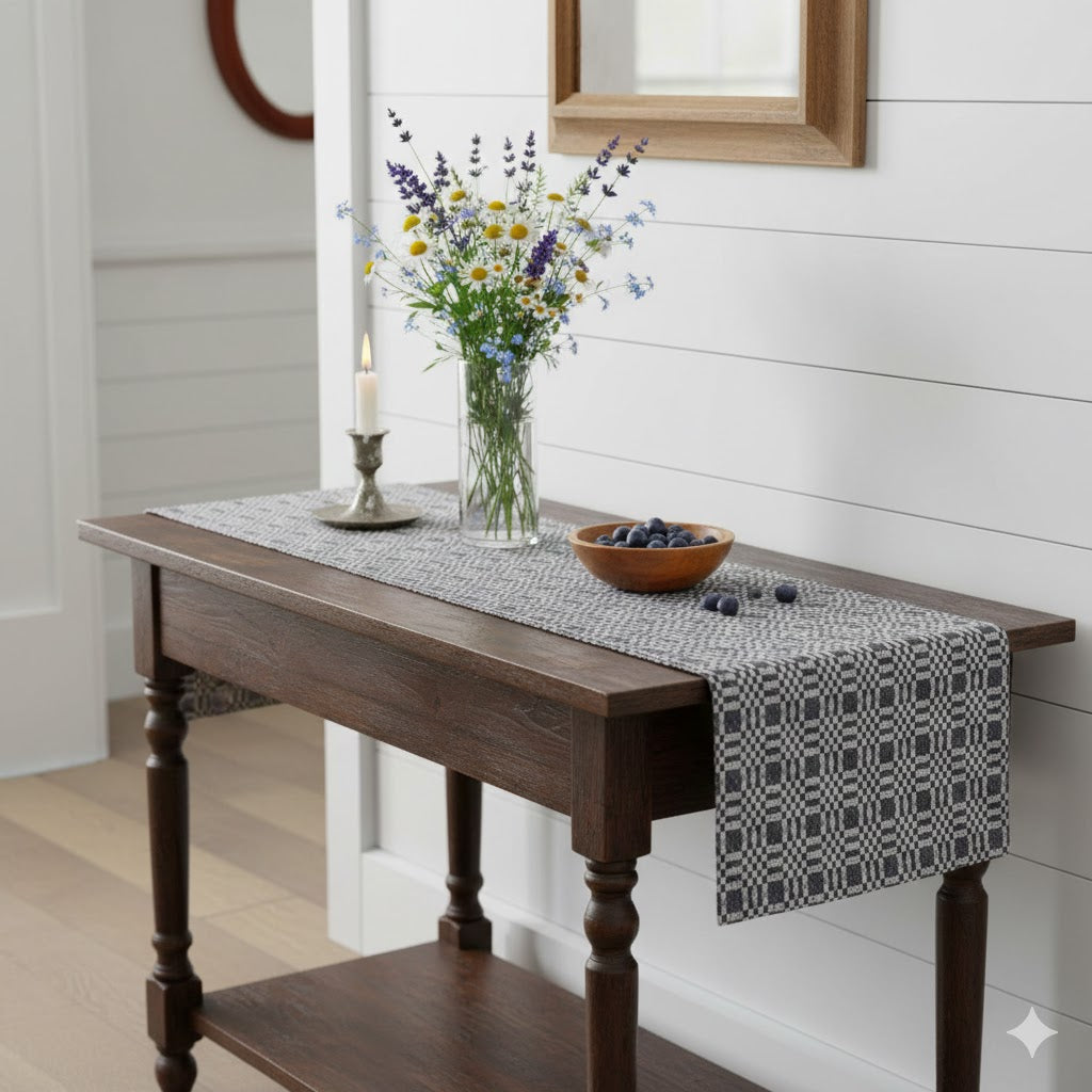 Navy Check Table Runner - Primitive Collection – Country by Kristie