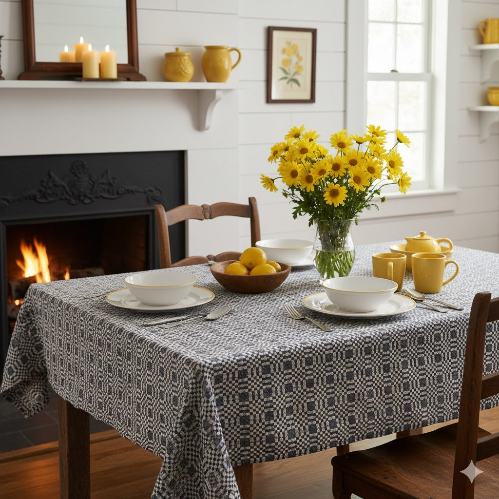 Navy Check Tablecloth