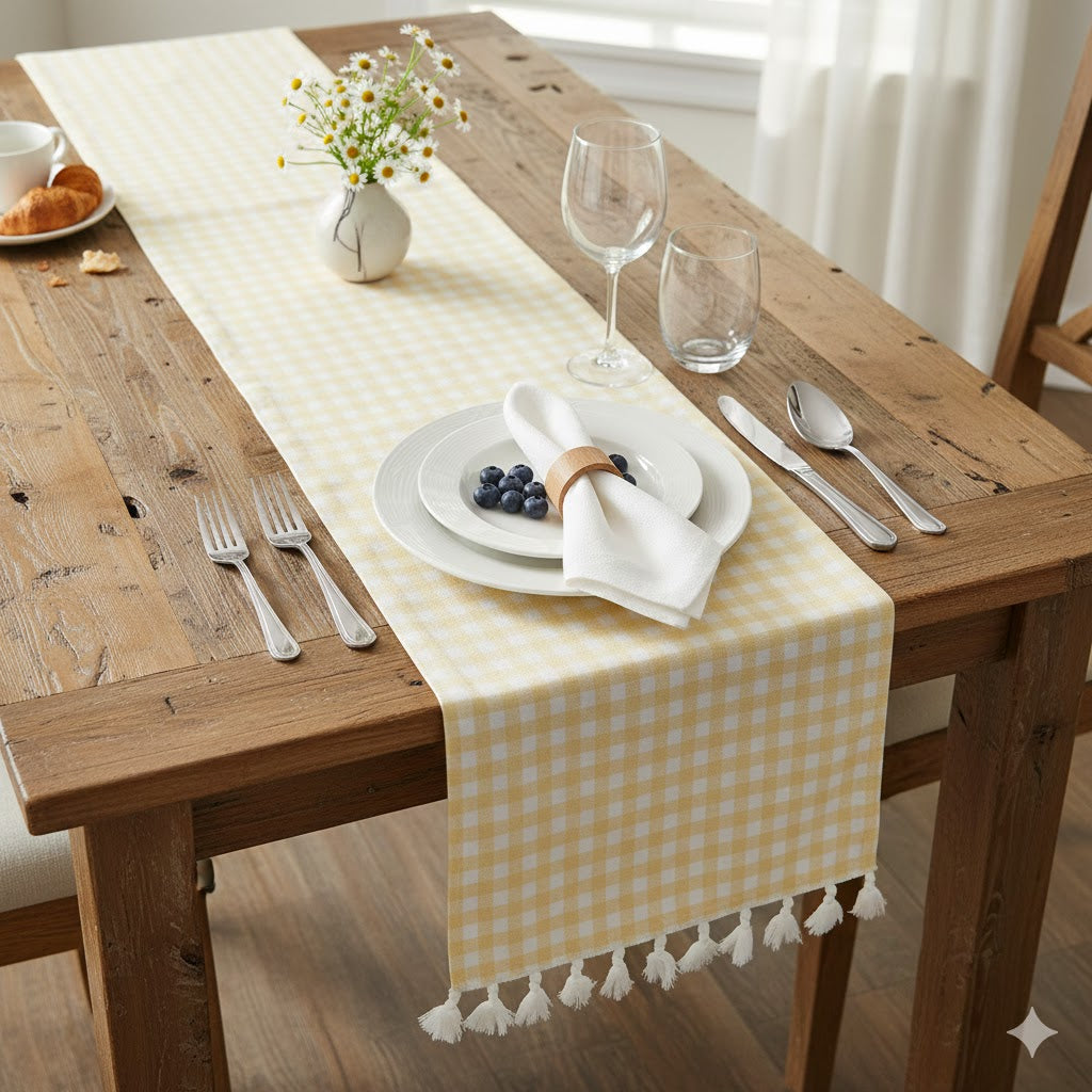 Yellow Gingham Table Runner